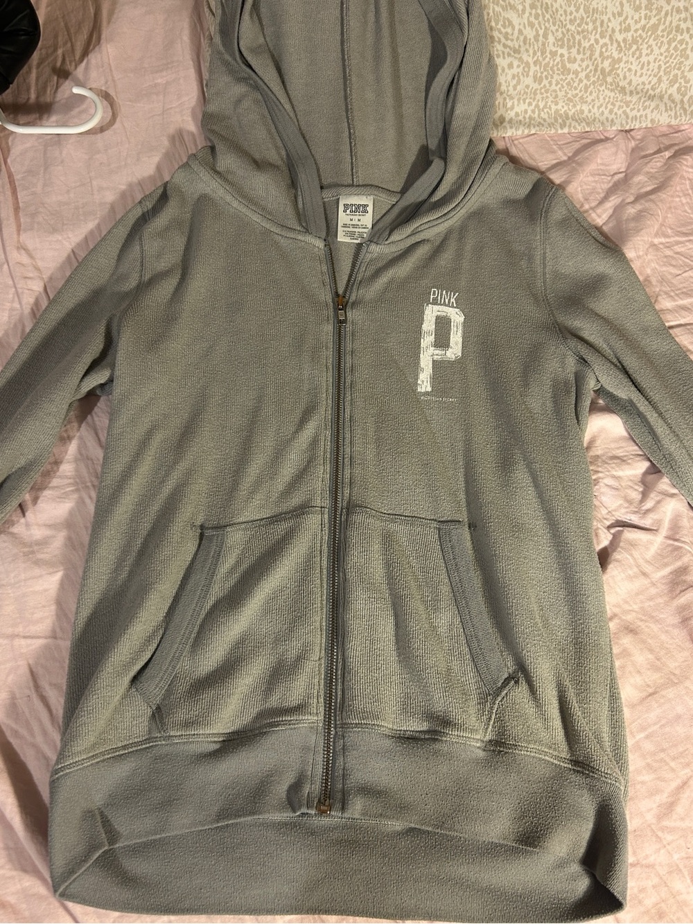 PINK Victoria's Secret Light Gray Girls' Full-Zip Hoodie